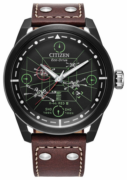 X-Wing and TIE Fighter Black Dial Leather Strap AW1738-05W | Citizen Latest