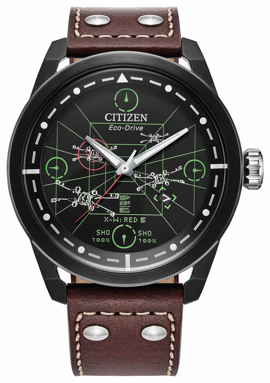 X-Wing and TIE Fighter Black Dial Leather Strap AW1738-05W | Citizen Latest