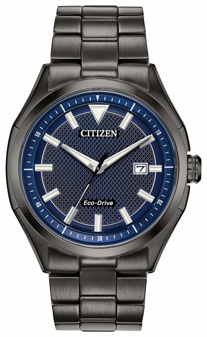 Citizen WDR Eco-Drive Black Blue Dial Stainless Steel Watch | Citizen Sale