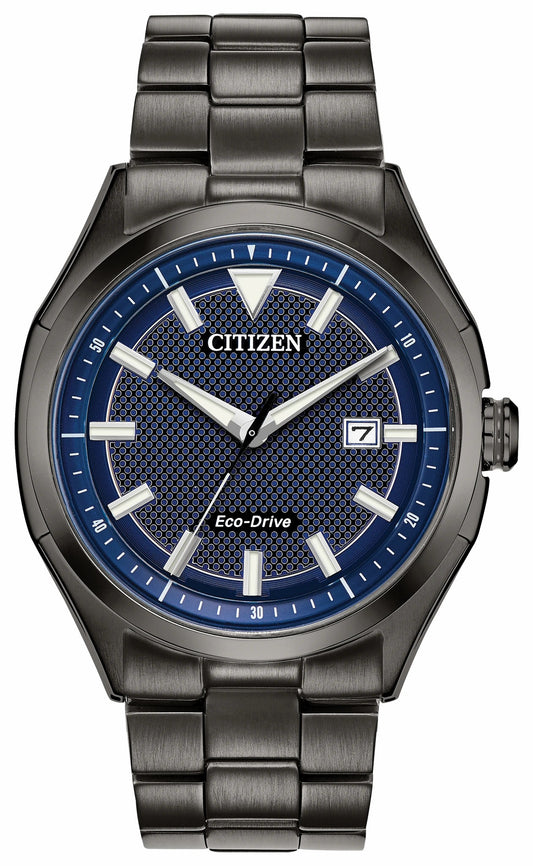 Citizen WDR Eco-Drive Black Blue Dial Stainless Steel Watch | Citizen Sale