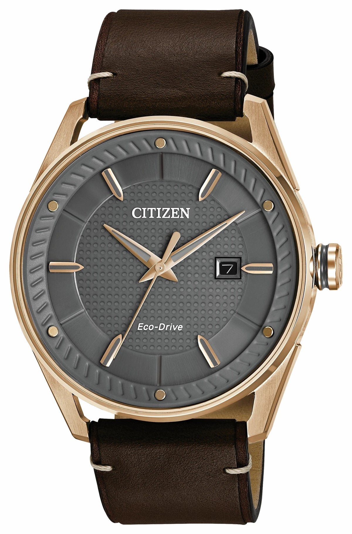 CTO-Men's Eco-Drive BM6983-00H Rose Gold Leather Strap Watch | Citizen Signature